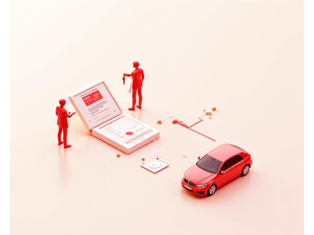 Illustration of car rental process flow with integrated digital vignette activation shown on a tablet, showcasing automation.