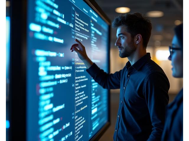 Developers collaborating on API integration with travel agency software