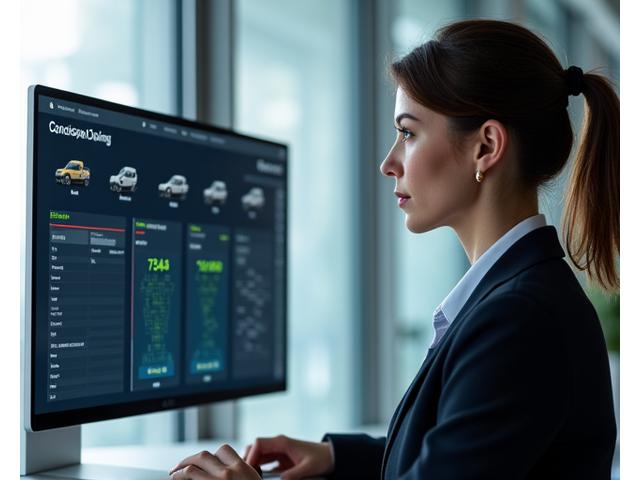 Fleet manager using a digital dashboard to oversee multiple vehicles