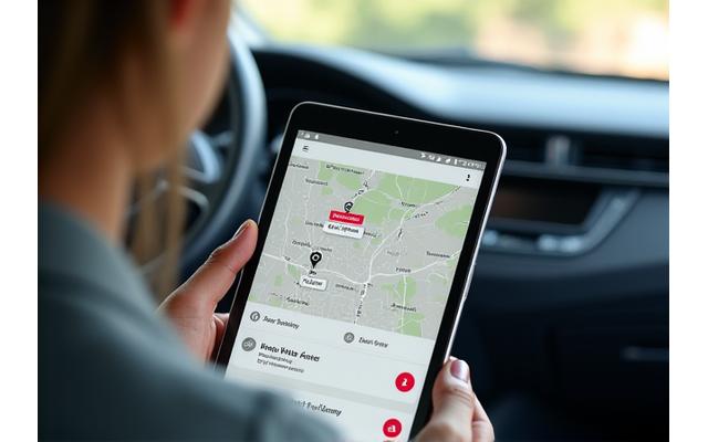 Screenshot of a car-sharing app showing a vehicle available for booking with a small badge indicating valid Swiss vignette
