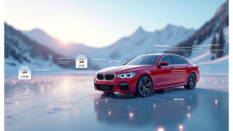 Modern dashboard displaying digital vignettes with Swiss alps background