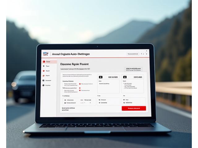 Digital interface showing auto-renewal settings and a Swiss vignette on a car windshield