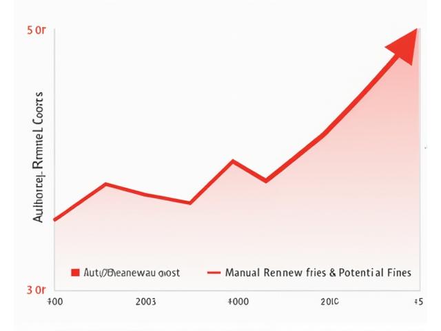 Chart illustrating cost savings over time with automated vignette renewal compared to manual process